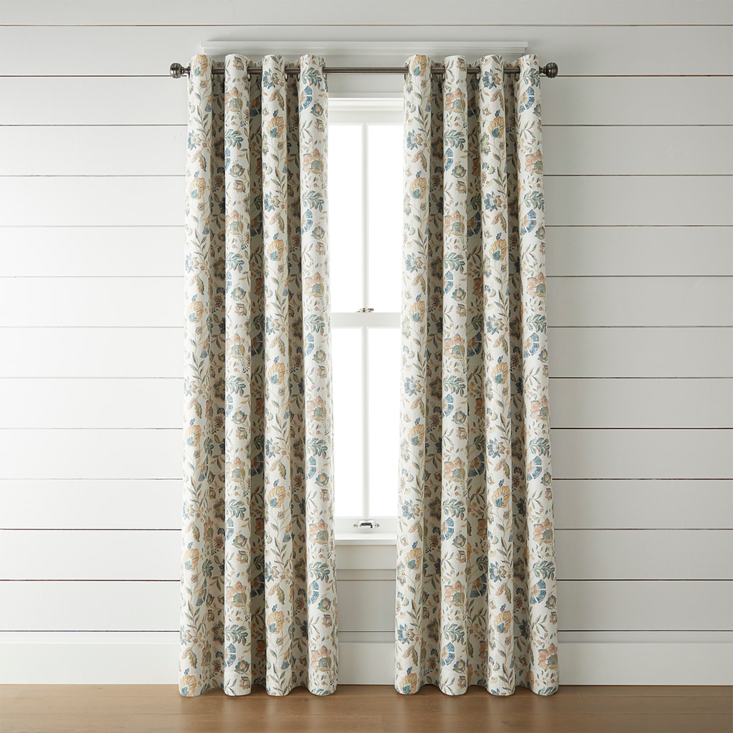 Linden Street Bayshore Jacobean Grommet Top Energy Saving 100% Blackout Single Curtain Panel