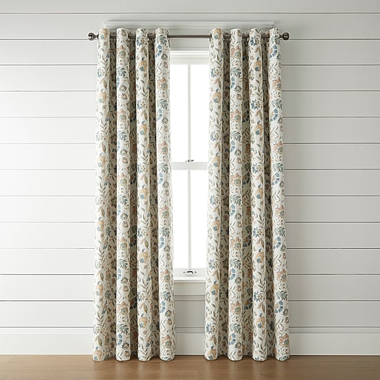 Linden Street Bayshore Jacobean Grommet Top Energy Saving 100% Blackout Single Curtain Panel