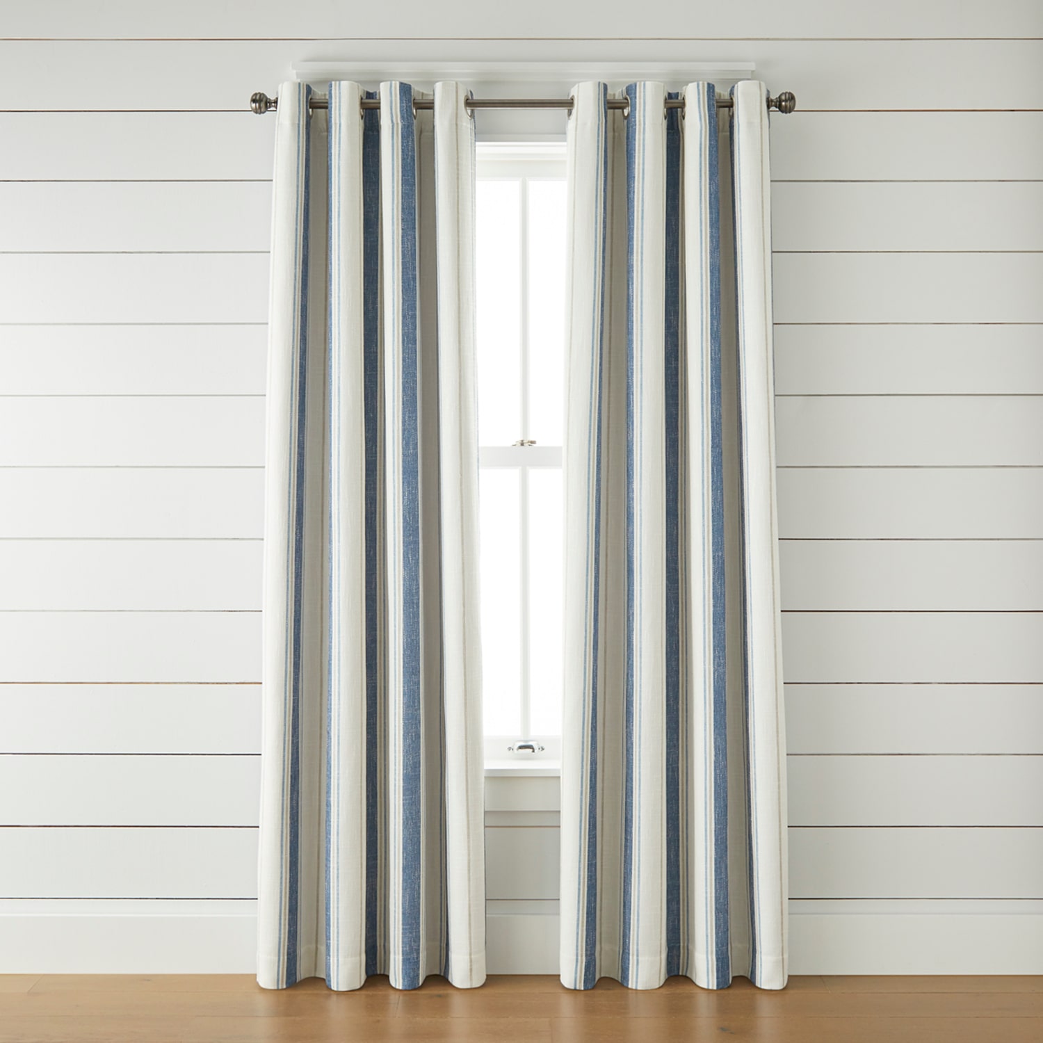 Linden Street Bayshore Stripe Grommet Top Energy Saving 100% Blackout Single Curtain Panel