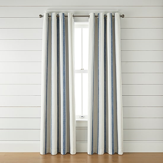 Linden Street Bayshore Stripe Grommet Top Energy Saving 100% Blackout Single Curtain Panel