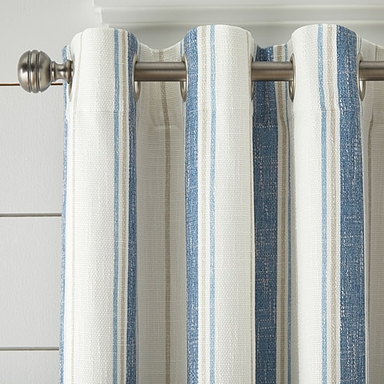 Linden Street Bayshore Stripe Grommet Top Energy Saving 100% Blackout Single Curtain Panel