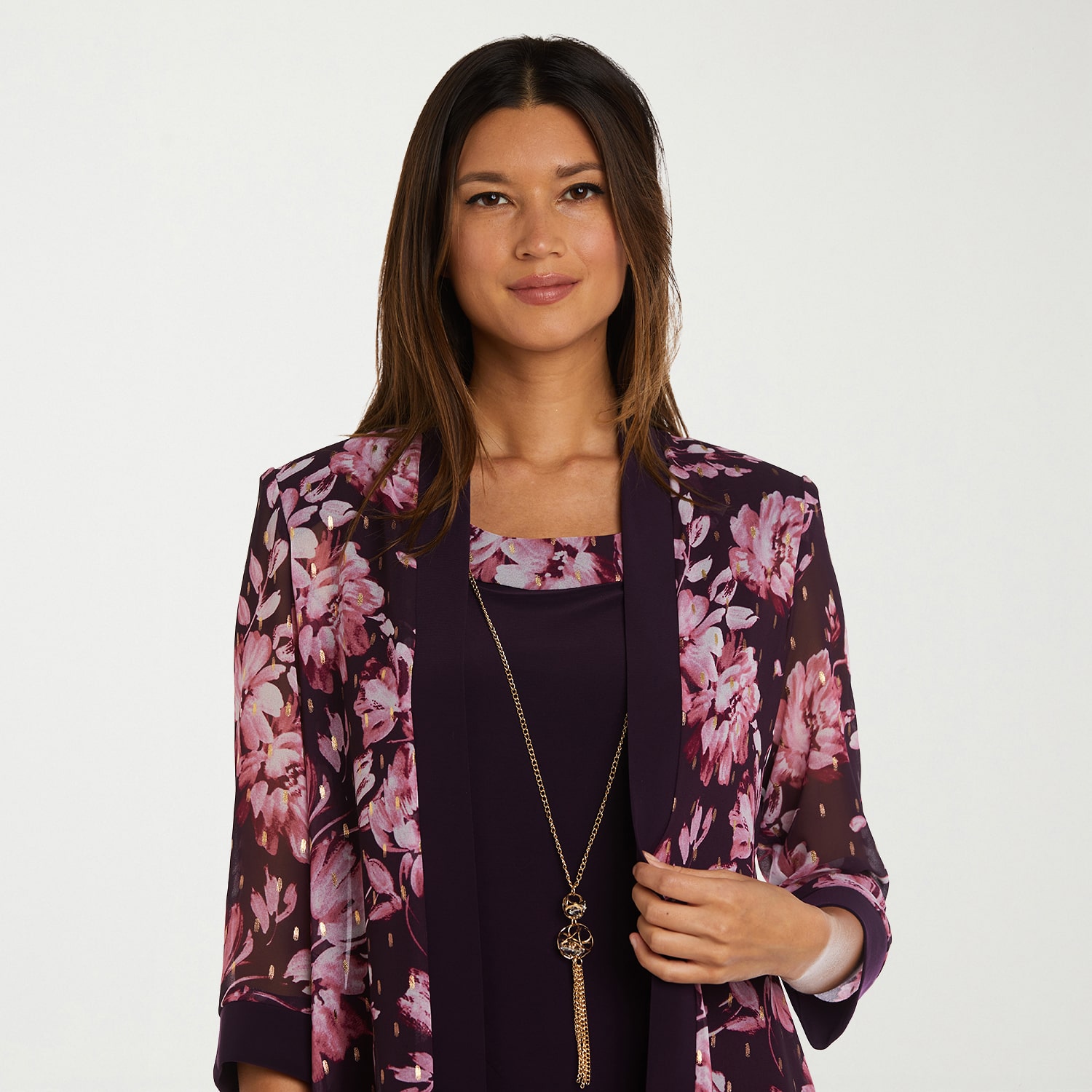 R & M Richards Womens Floral Jacket Dress