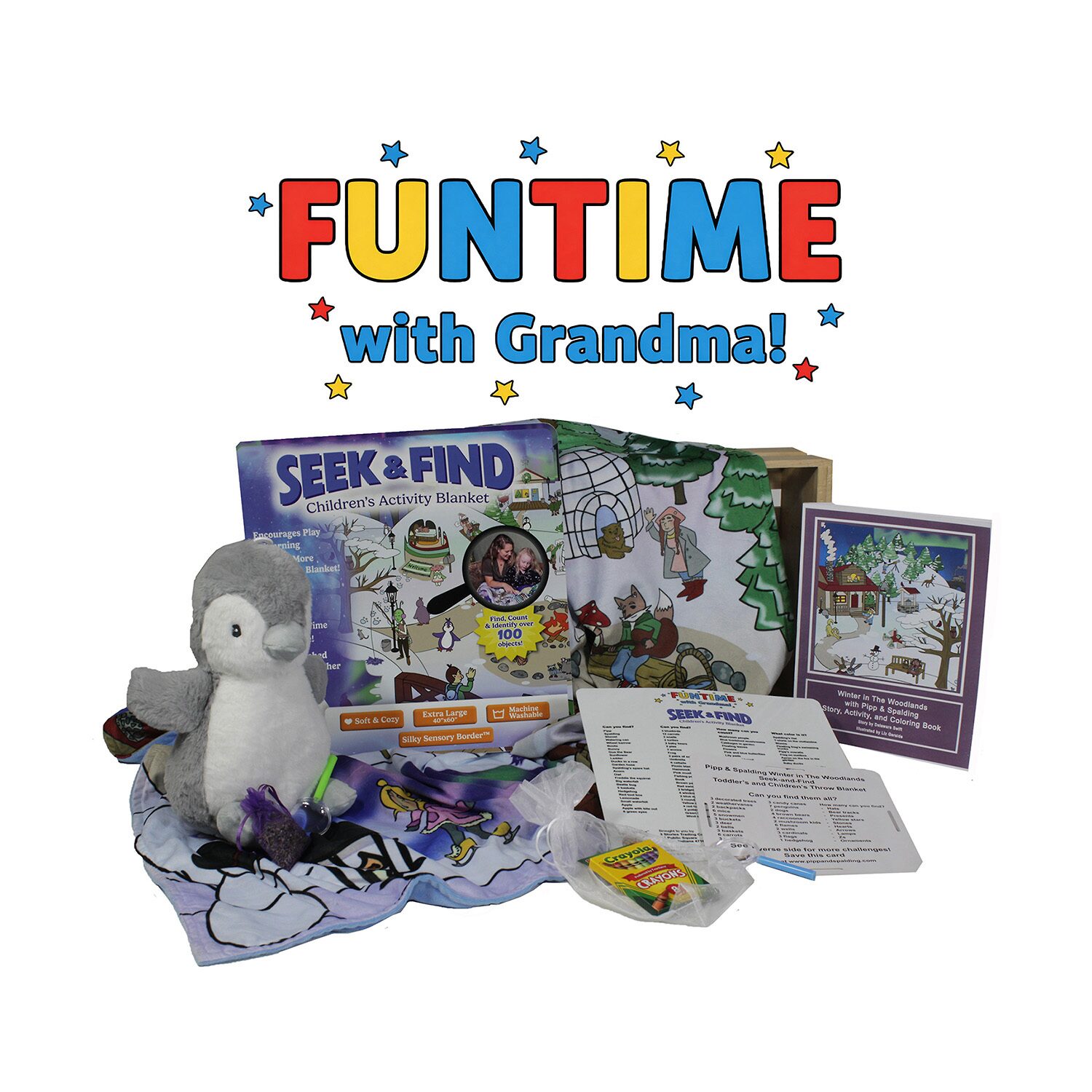 3 Stories Trading Company Fun Time With Grandma Seek And Find Experience Crate Unisex 18-pc. Baby Gift Set