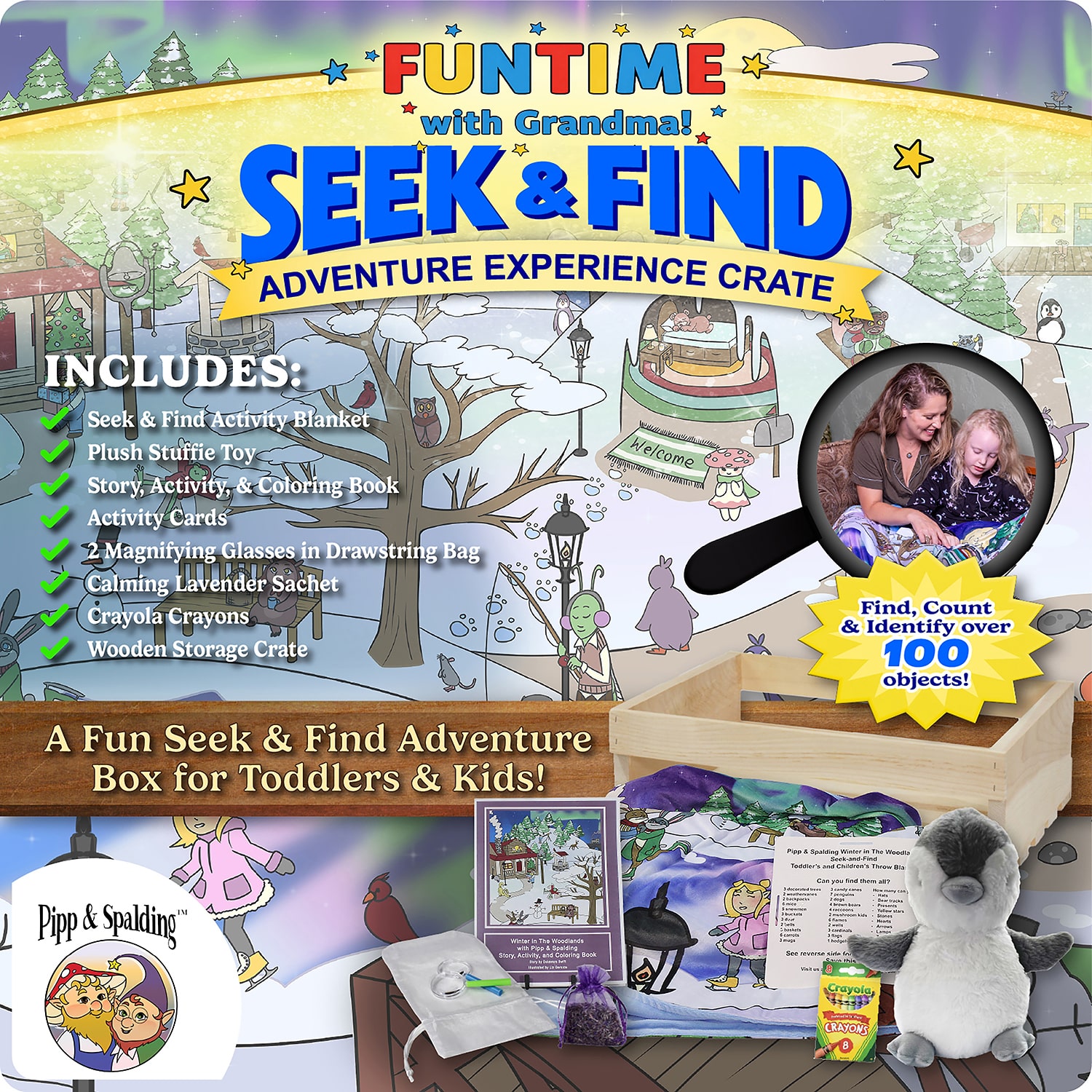 3 Stories Trading Company Fun Time With Grandma Seek And Find Experience Crate Unisex 18-pc. Baby Gift Set
