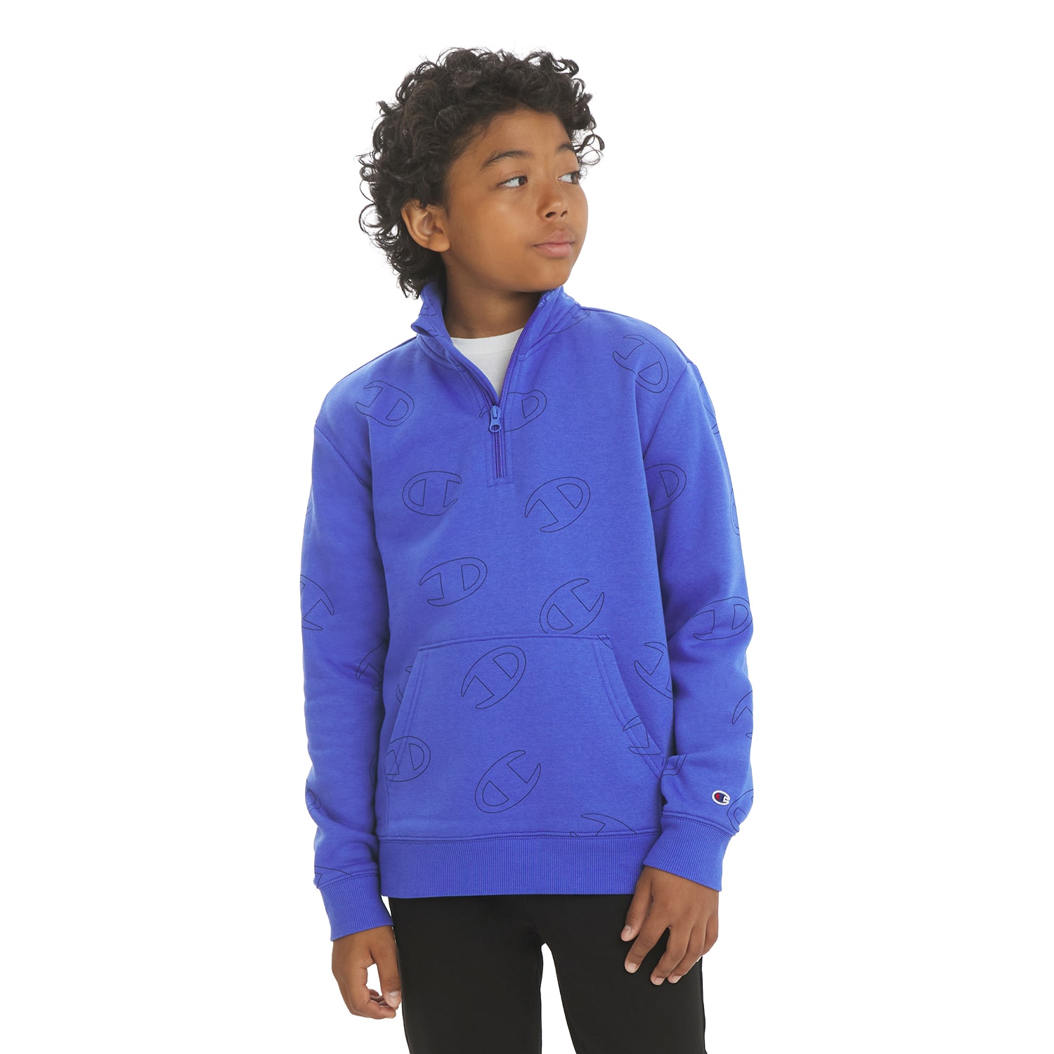 Champion Big Kid Boys Round Neck Long Sleeve Fleece Active Quarter-Zip Pullover