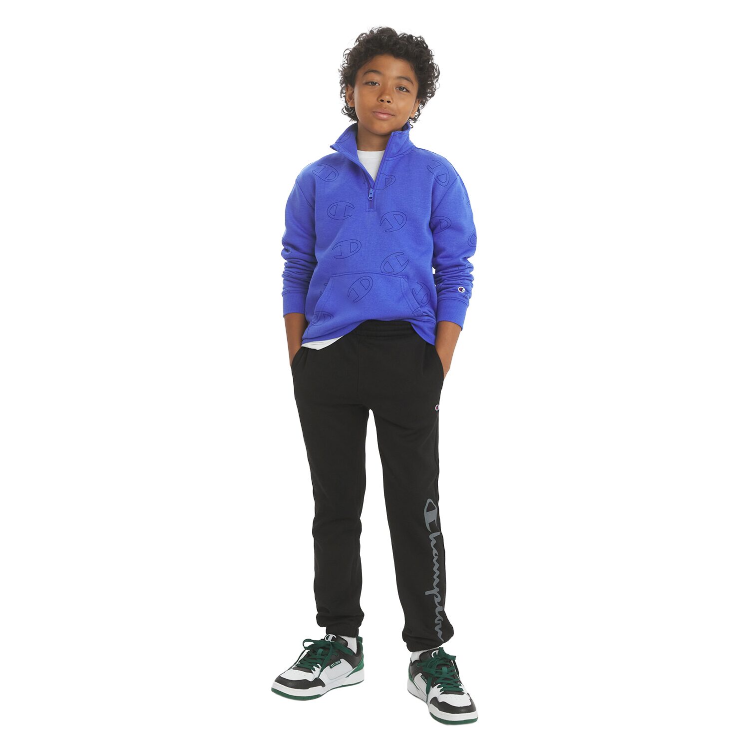 Champion Big Kid Boys Round Neck Long Sleeve Fleece Active Quarter-Zip Pullover