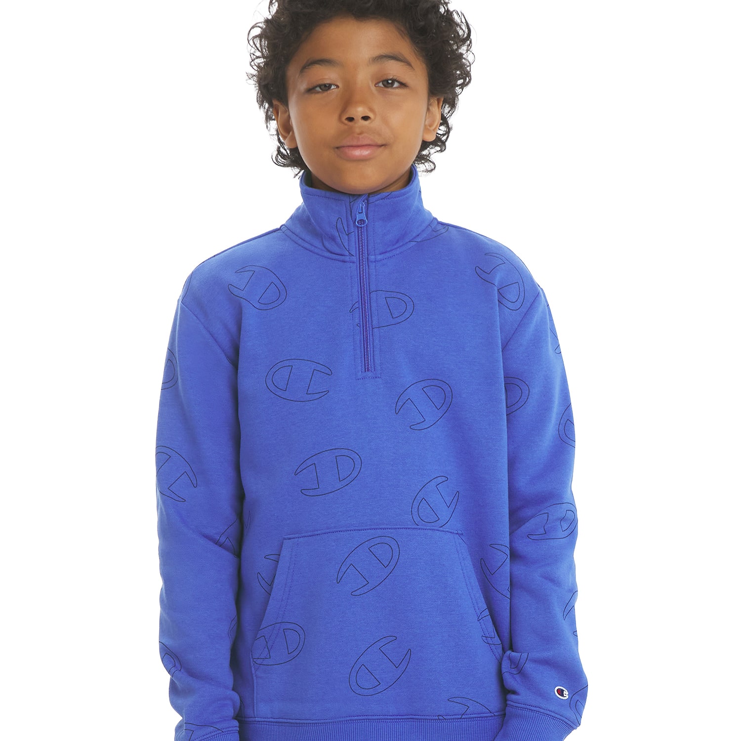 Champion Big Kid Boys Round Neck Long Sleeve Fleece Active Quarter-Zip Pullover