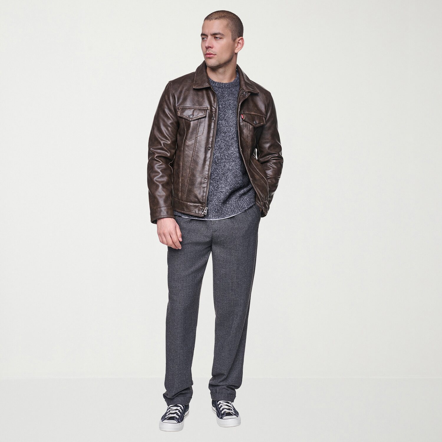 Levi's® Mens Midweight Faux Leather Trucker Jacket