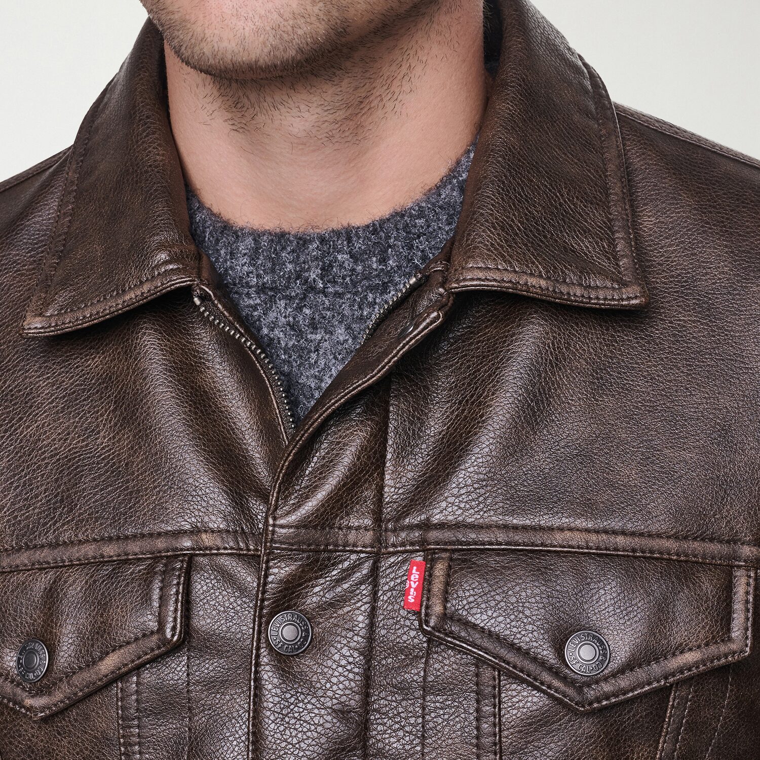 Levi's® Mens Midweight Faux Leather Trucker Jacket