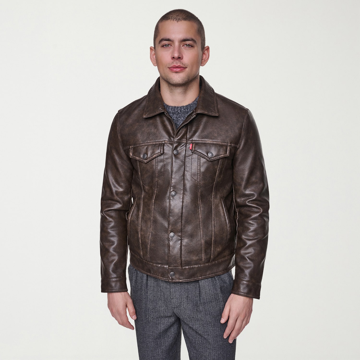 Levi's® Mens Midweight Faux Leather Trucker Jacket