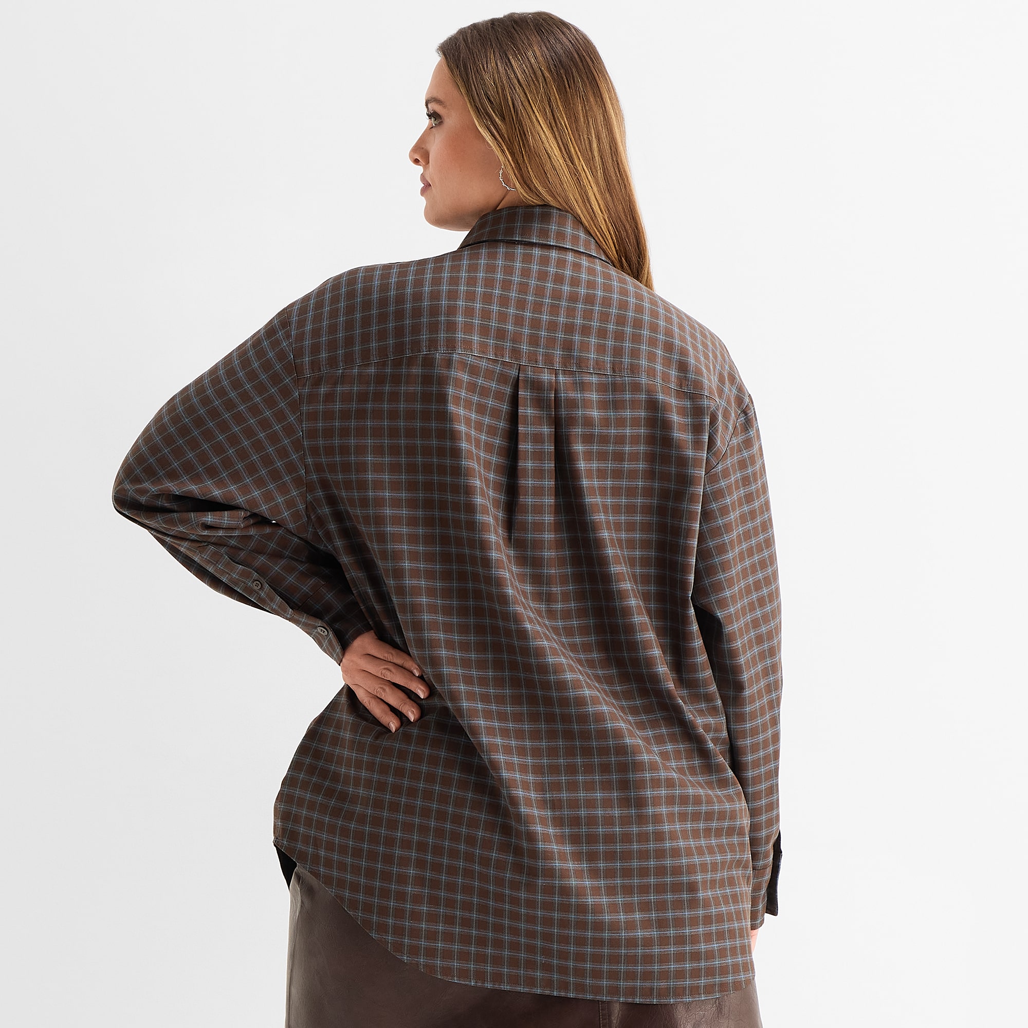 Ashley Graham Women's Plus Long Sleeve Flannel Shirt