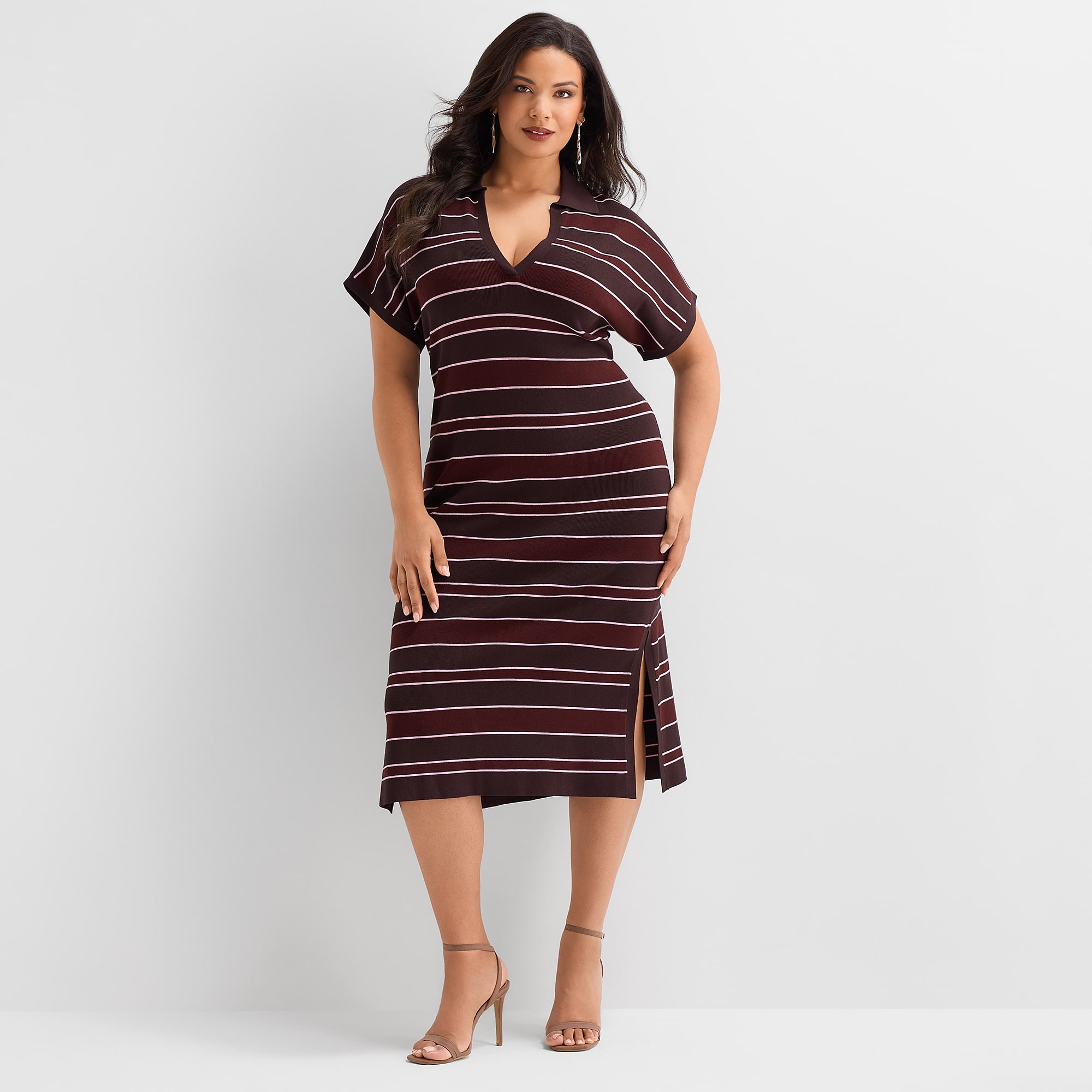 Ashley Graham Women's Plus Dolman Sleeve Polo Dress