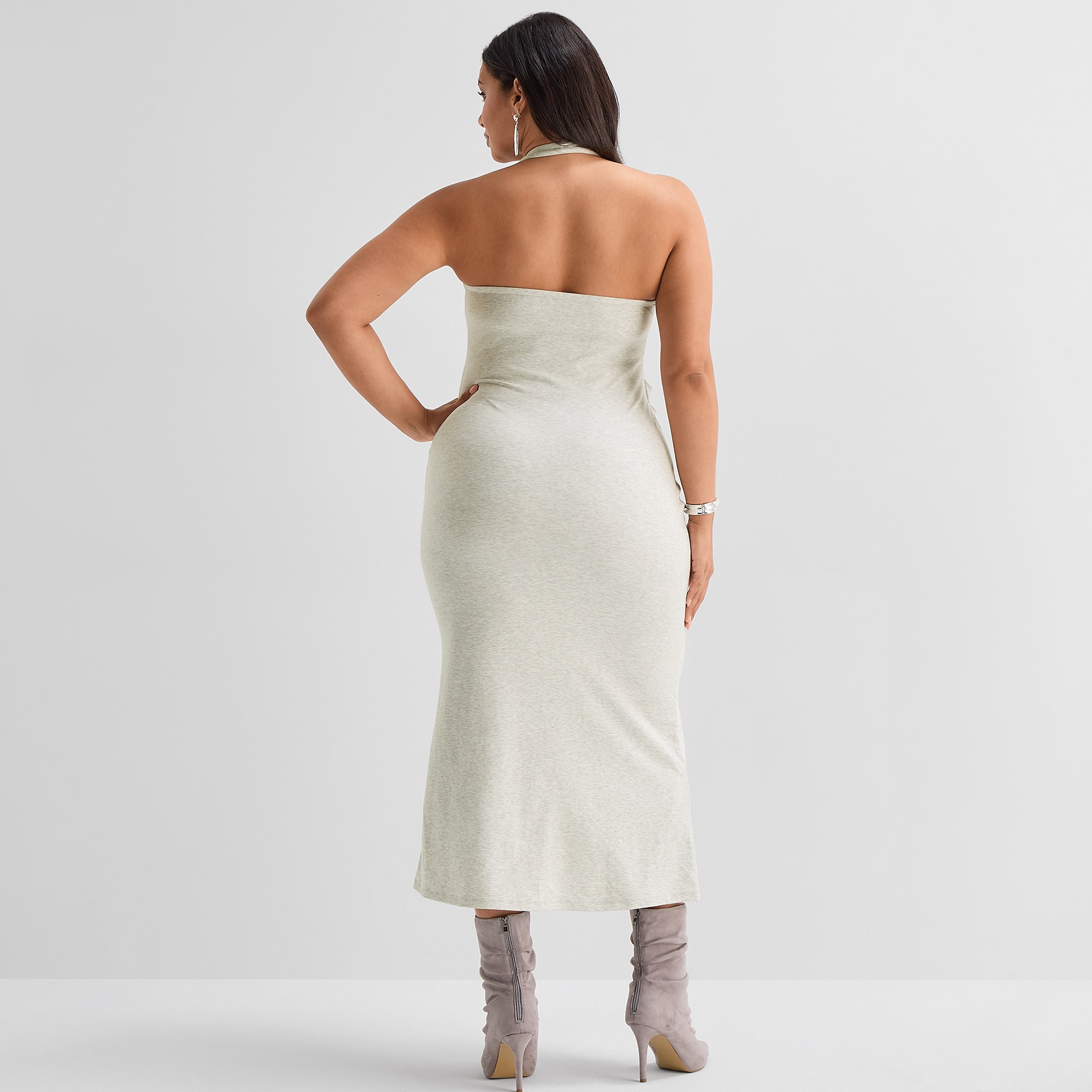 Ashley Graham Women's Plus Halter Knit Maxi Dress