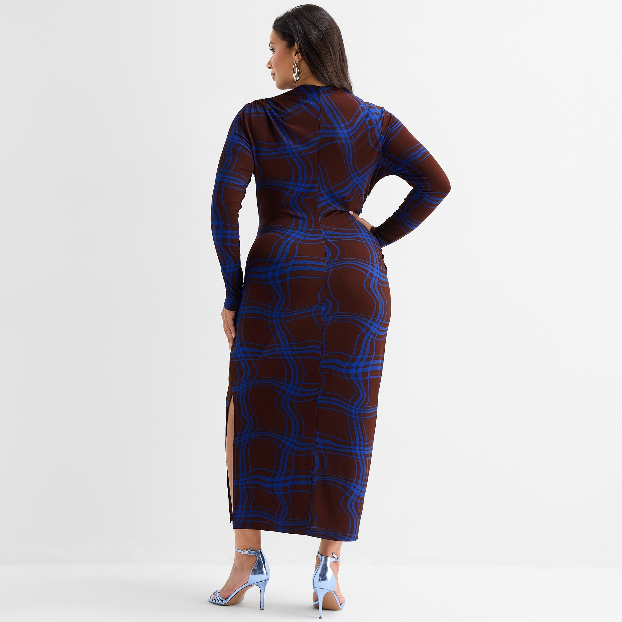 Ashley Graham Women's Plus Goddess Gather Knit Crepe Dress
