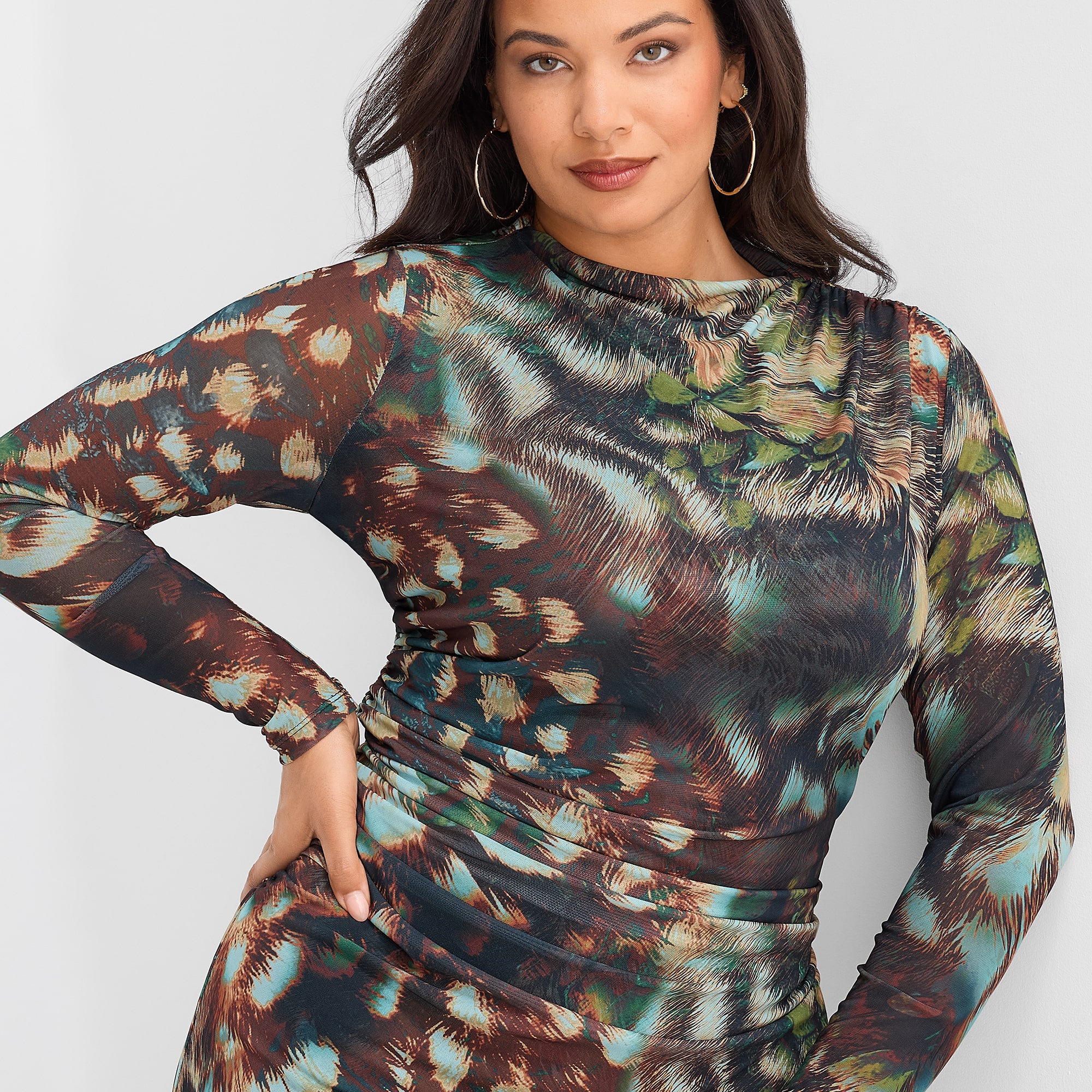 Ashley Graham Women's Plus Goddess Gather Mesh Dress