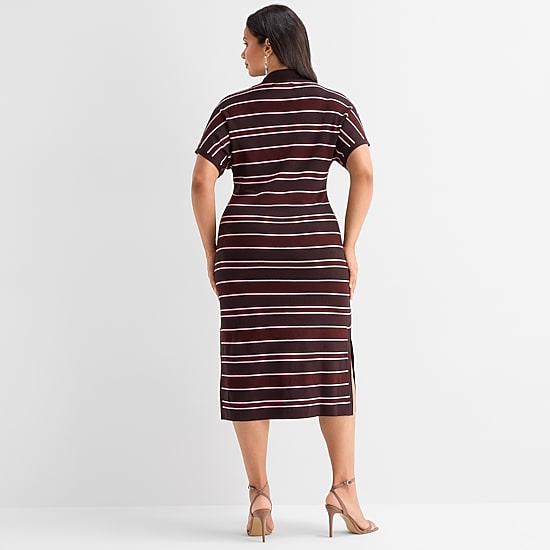 Ashley Graham Women's Plus Dolman Sleeve Polo Dress