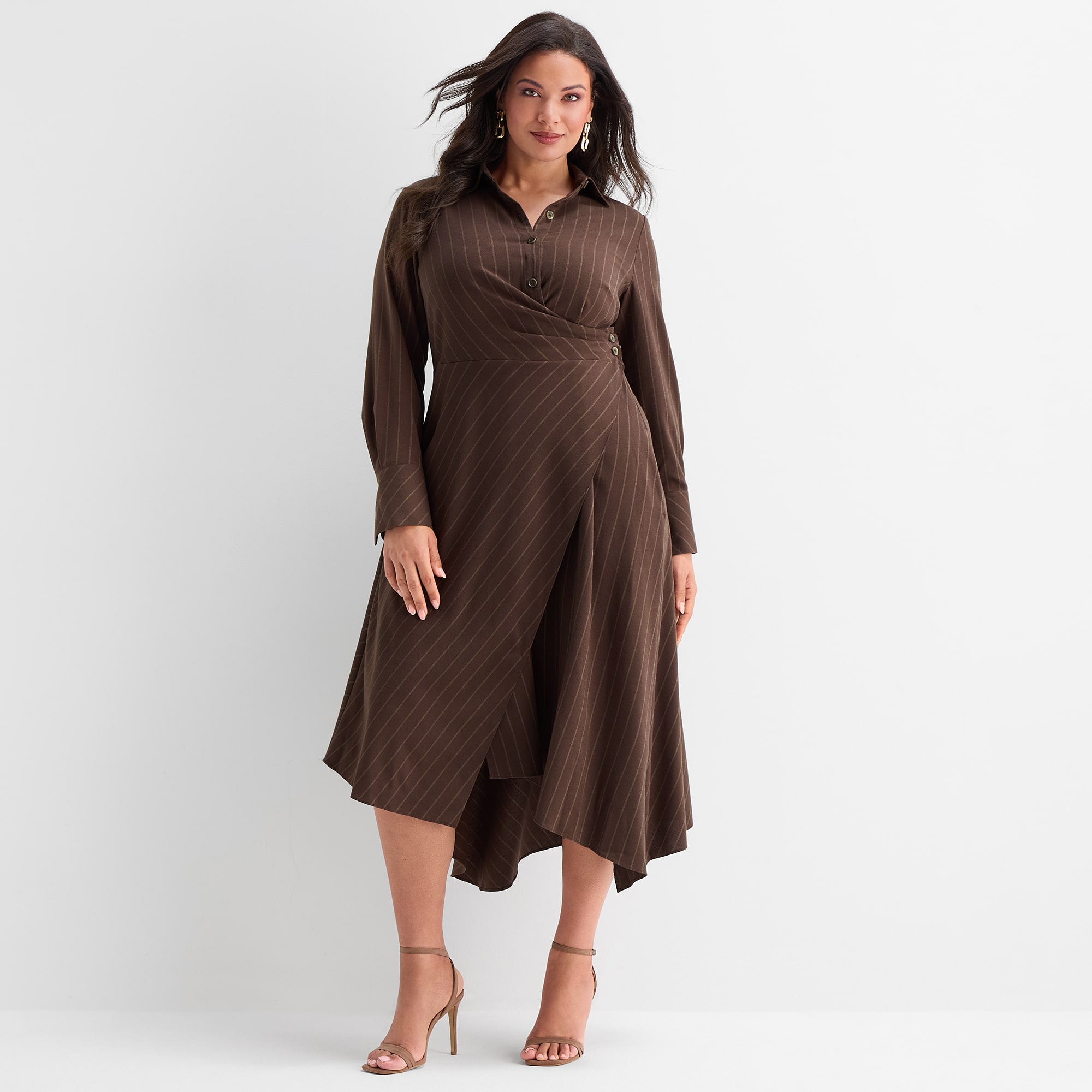 Ashley Graham Womens Plus Long Sleeve Fitted Animal Bodycon Dress