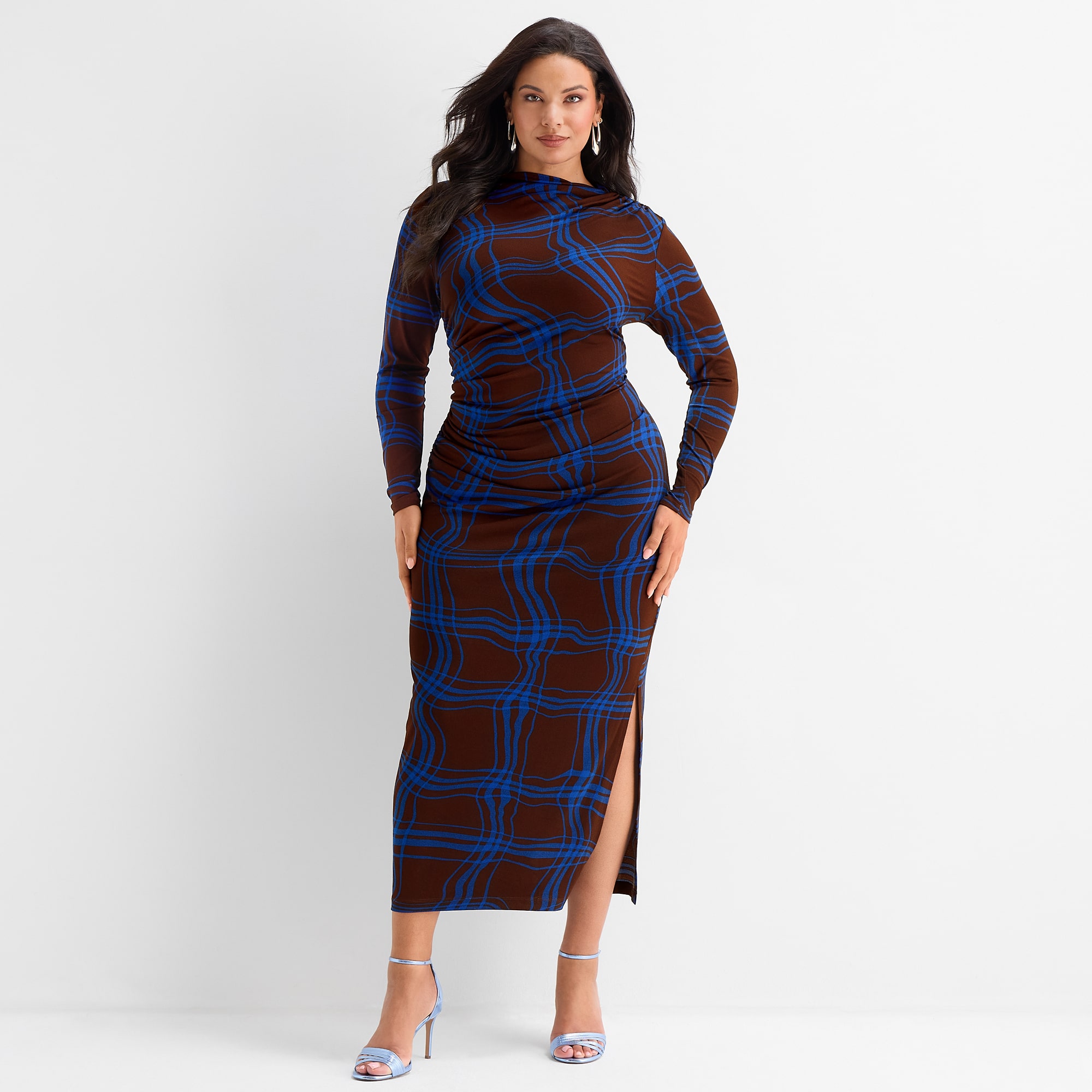 Ashley Graham Women's Plus Goddess Gather Knit Crepe Dress