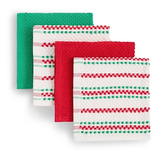 North Pole Trading Co. Holiday Nostalgic Stripe 4-pc. Dish Cloth Set