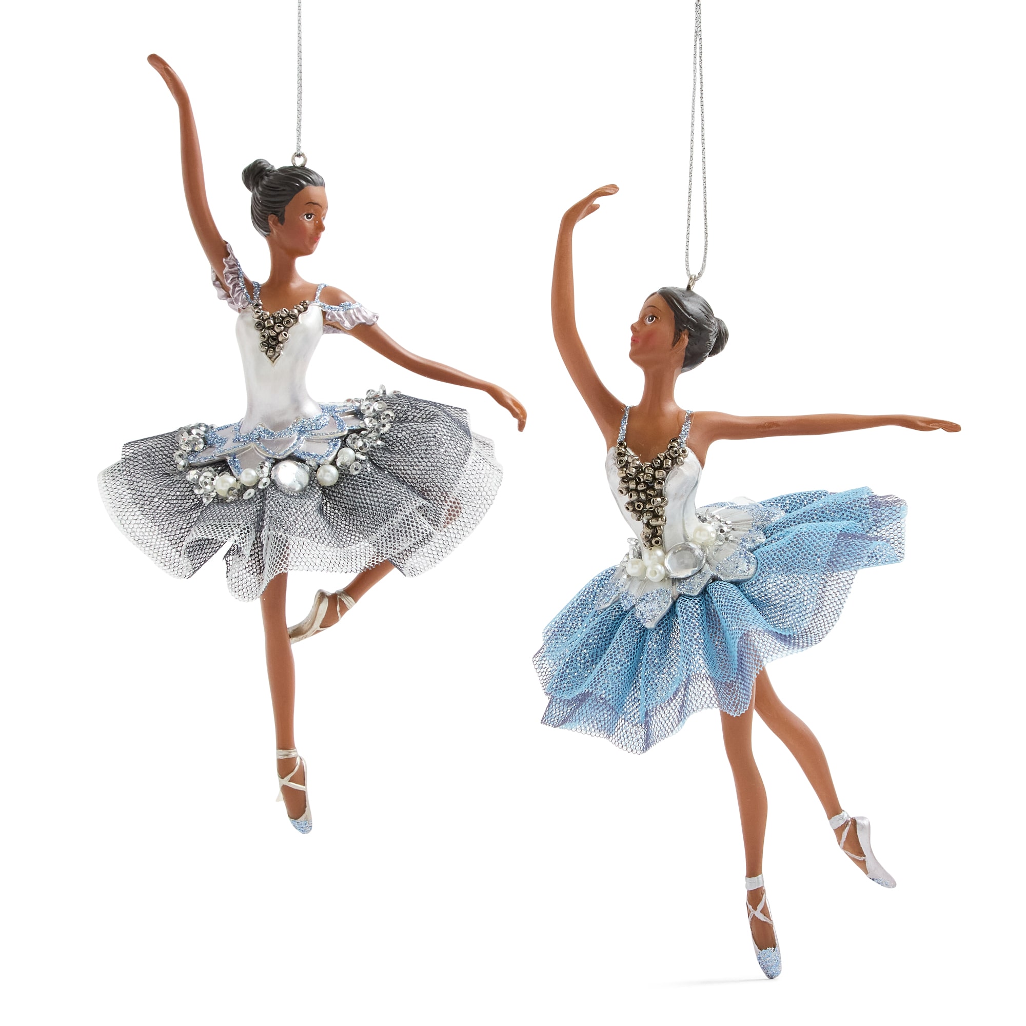 North Pole Trading Co. African American Polyresin Ballerina 2-pc. Christmas Ornament
