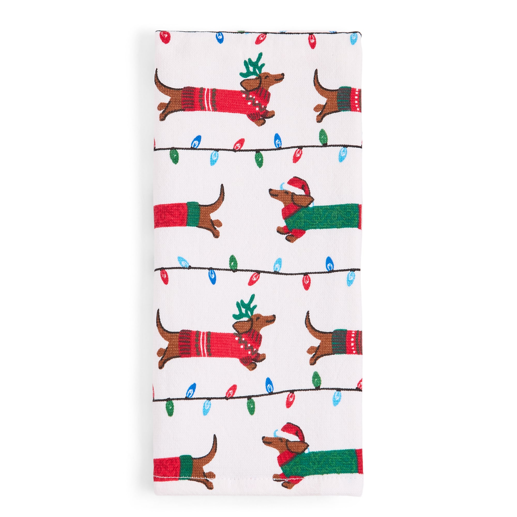 North Pole Trading Co. Dashund Snow  2-pc. Kitchen Towel Set