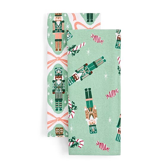 North Pole Trading Co. Pastel Nutcracker  2-pc. Kitchen Towel Set