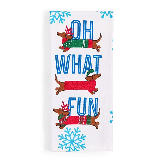North Pole Trading Co. Dashund Snow  2-pc. Kitchen Towel Set