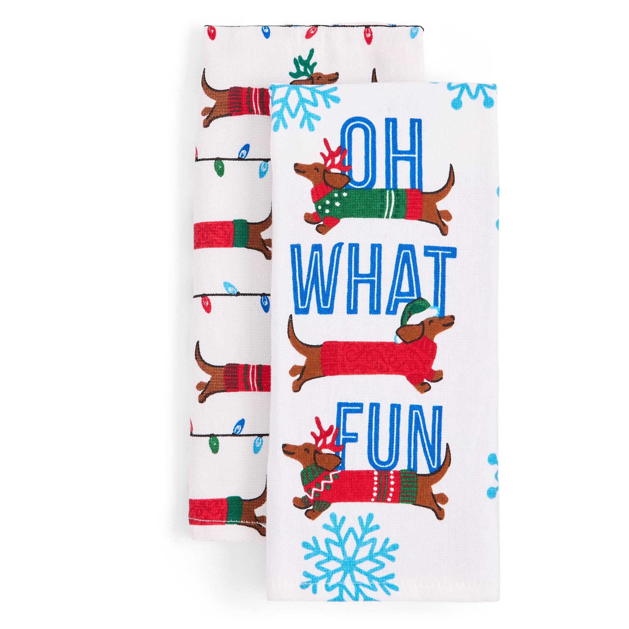 North Pole Trading Co. Dashund Snow  2-pc. Kitchen Towel Set
