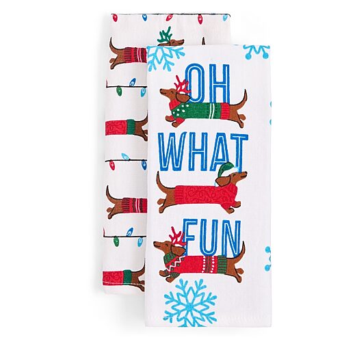 North Pole Trading Co . Dashund Snow 2-pc. Kitchen Towel Set In Multiple Colors