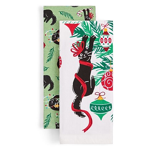 North Pole Trading Co . Merry Catmas 2-pc. Kitchen Towel Set In Multiple Colors