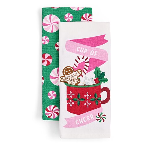 North Pole Trading Co . Peppermint 2-pc. Kitchen Towel Set In Multiple Colors