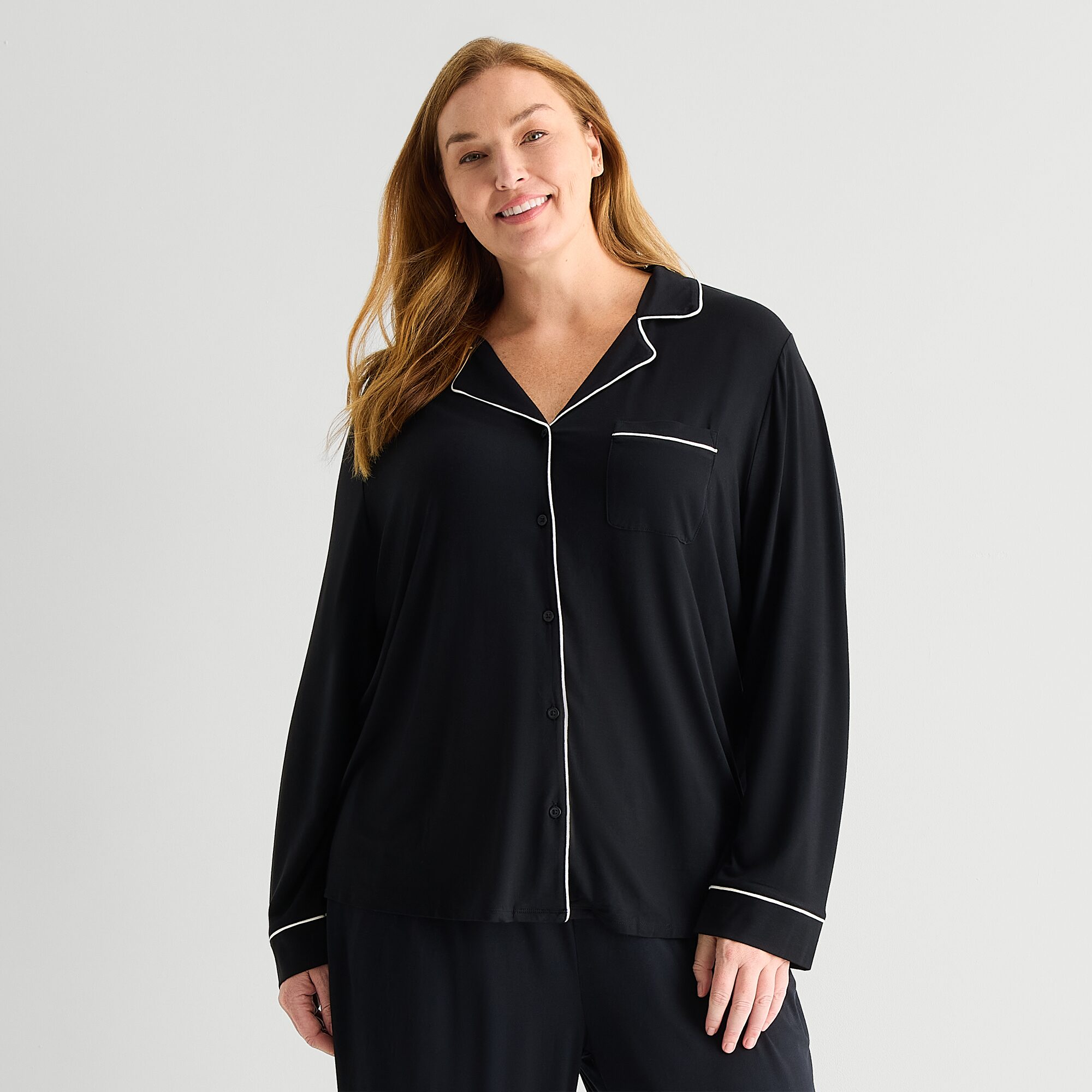 Liz Claiborne Cool and Calm Womens Long Sleeve Pajama Top