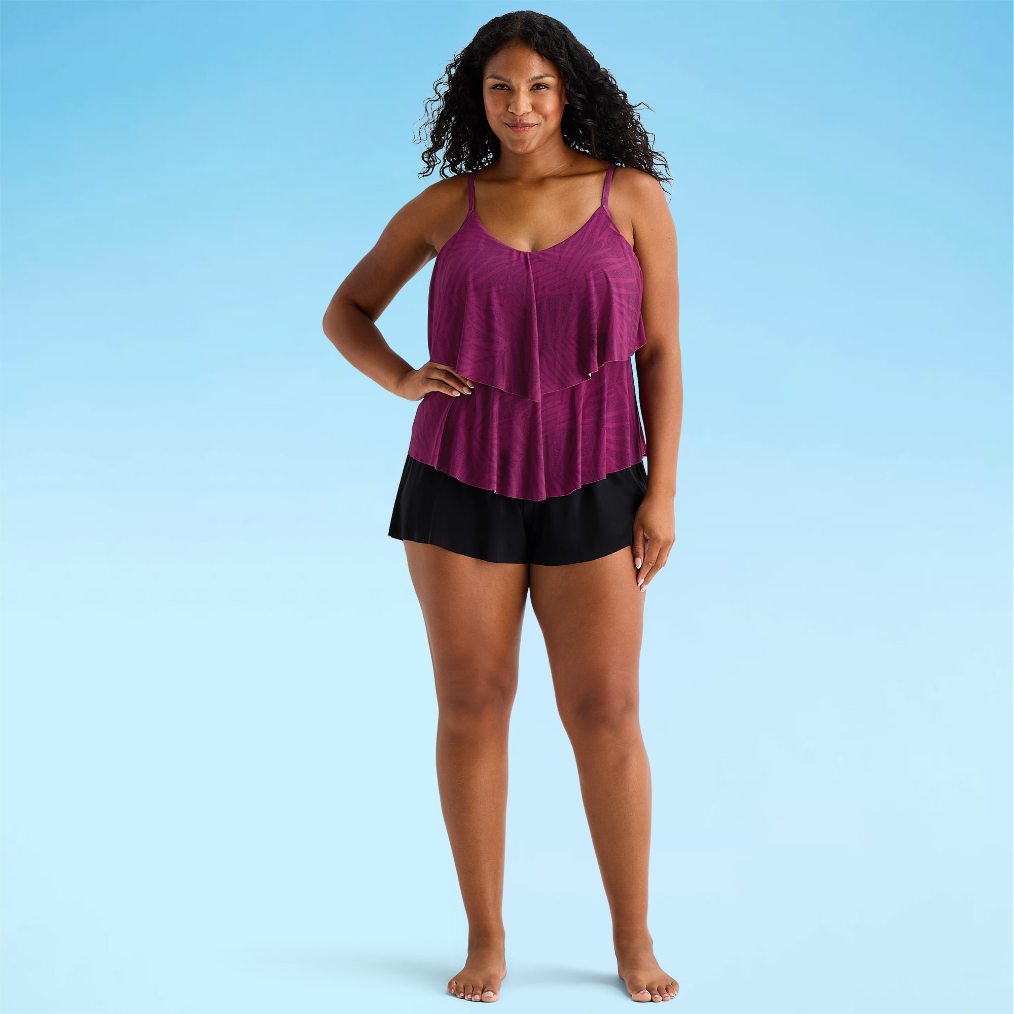 Trimshaper Womens Leaf Plus Tankini Swimsuit Top