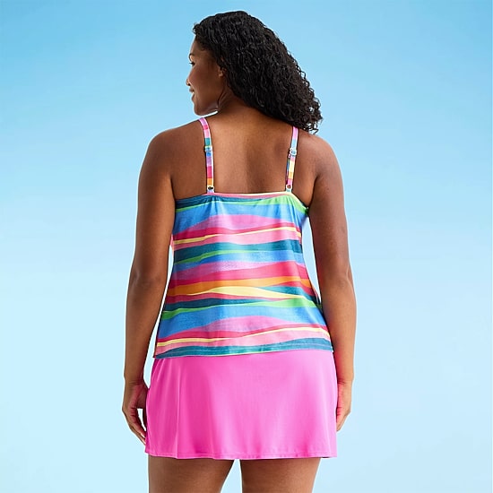 Sonnet Shores Womens Striped Plus Tankini Swimsuit Top