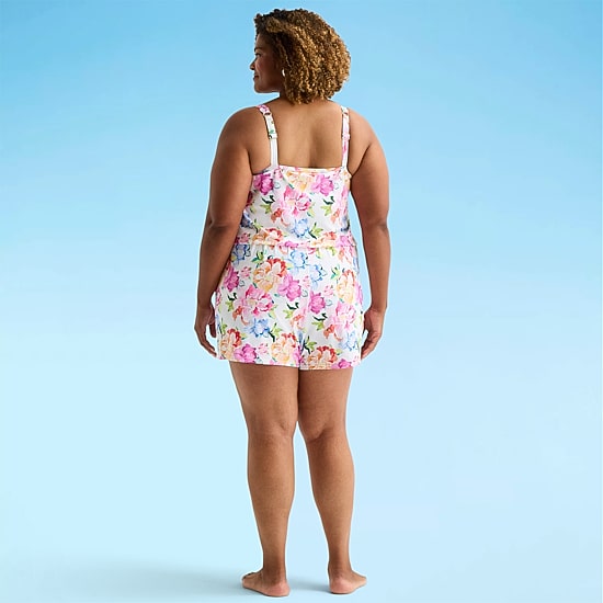 Sonnet Shores Womens Floral Plus Swim Romper