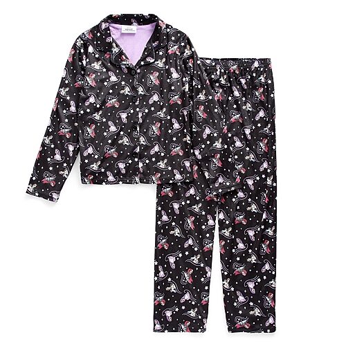 Licensed Properties Little & Big Kid Girls Kpop Demon Hunters Crew Neck Long Sleeve 2-pc. Pajama Set In Black
