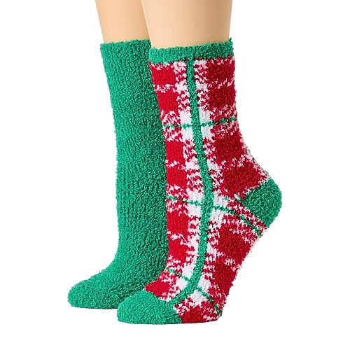 Mixit Womens 2 Pair Crew Socks In Green