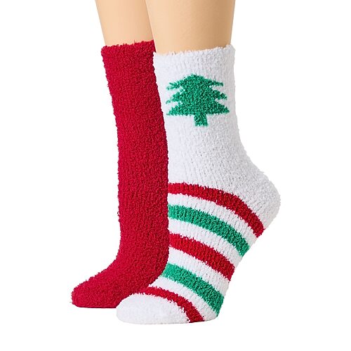 Mixit Womens 2 Pair Crew Socks In Red