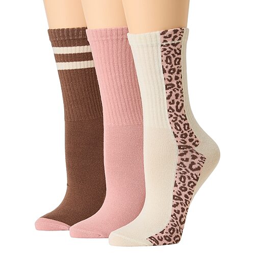 Mixit Essentials Womens 3 Pair Crew Socks In White