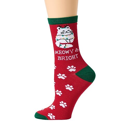 Mixit Holiday Socks Womens 1 Pair Crew Socks In Red