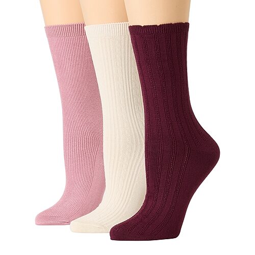 Mixit Essentials Womens 3 Pair Crew Socks In Red