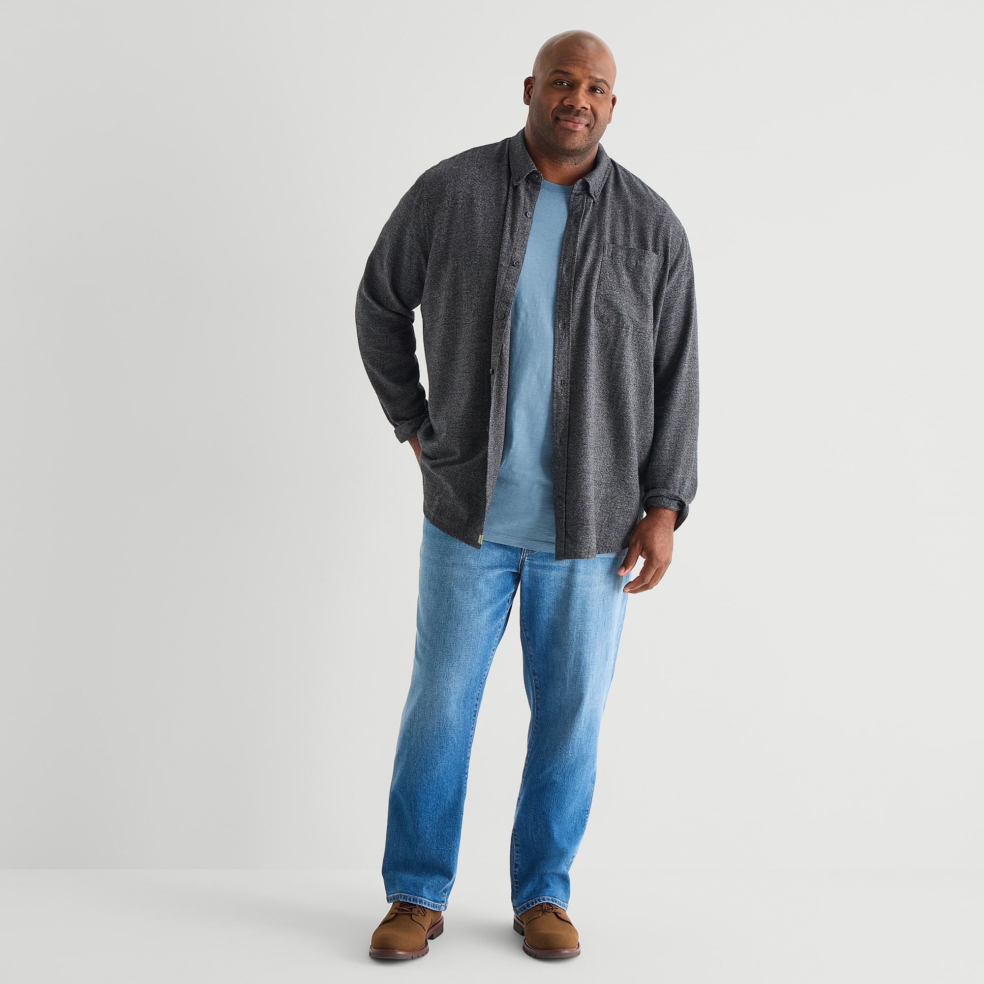 mutual weave Mens Long Sleeve Regular Fit Big and Tall Flannel Shirt