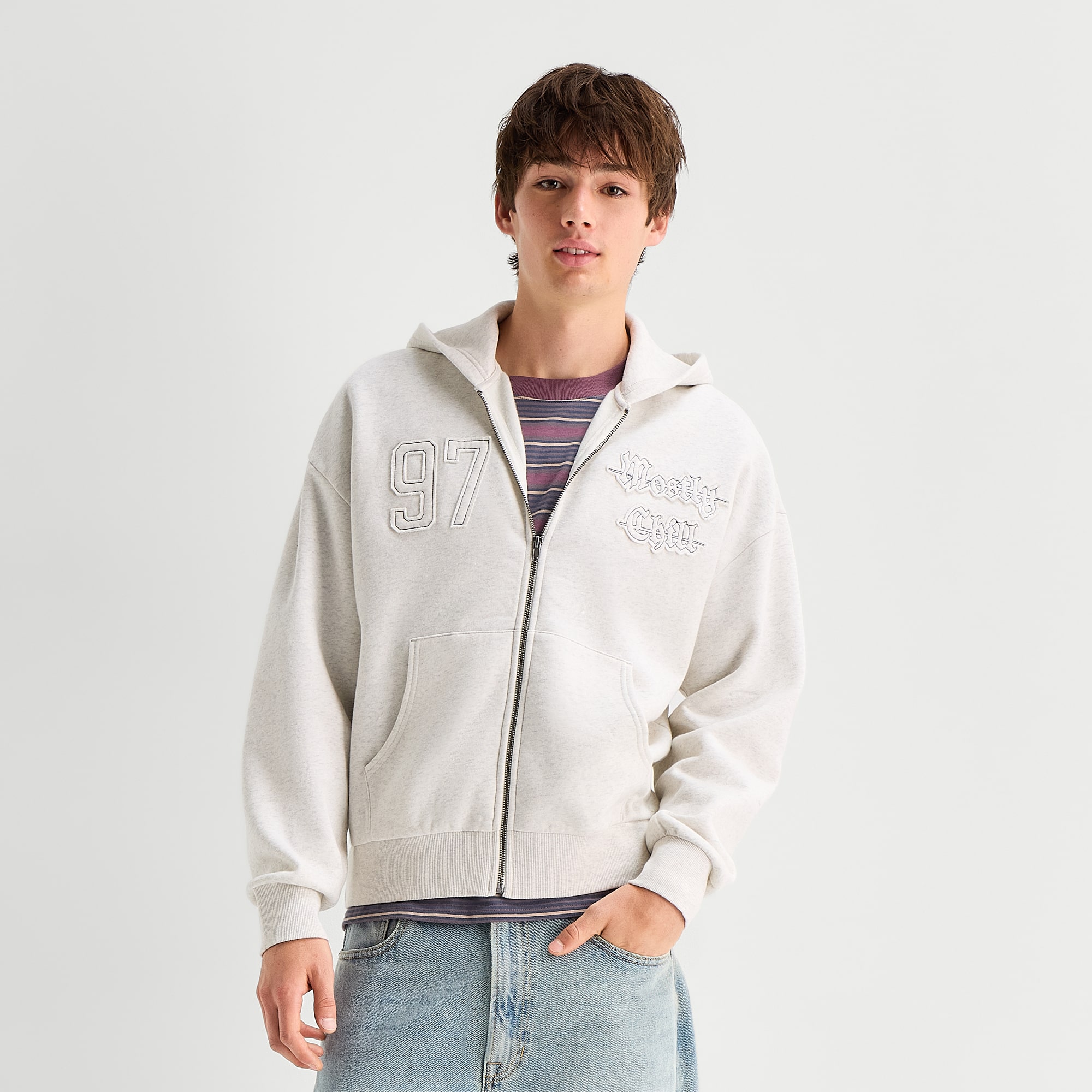 Arizona Mens Hooded Long Sleeve Sweatshirt, Color: Lt Heather Gray