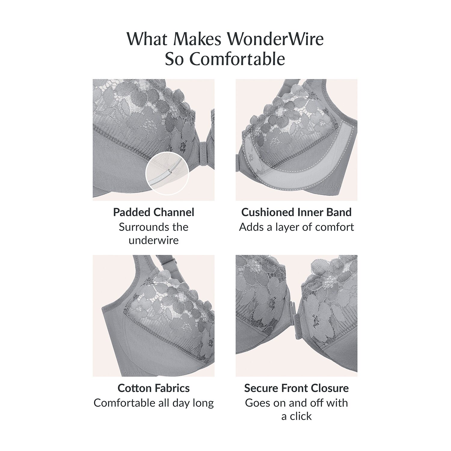 Glamorise Front-Close Cotton Wonderwire- 1241