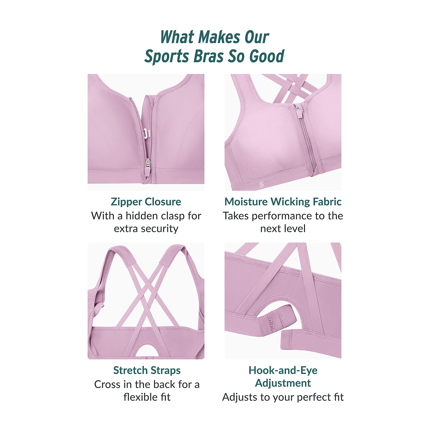 Glamorise® Zip Up Front Closure Sports Bra -9266