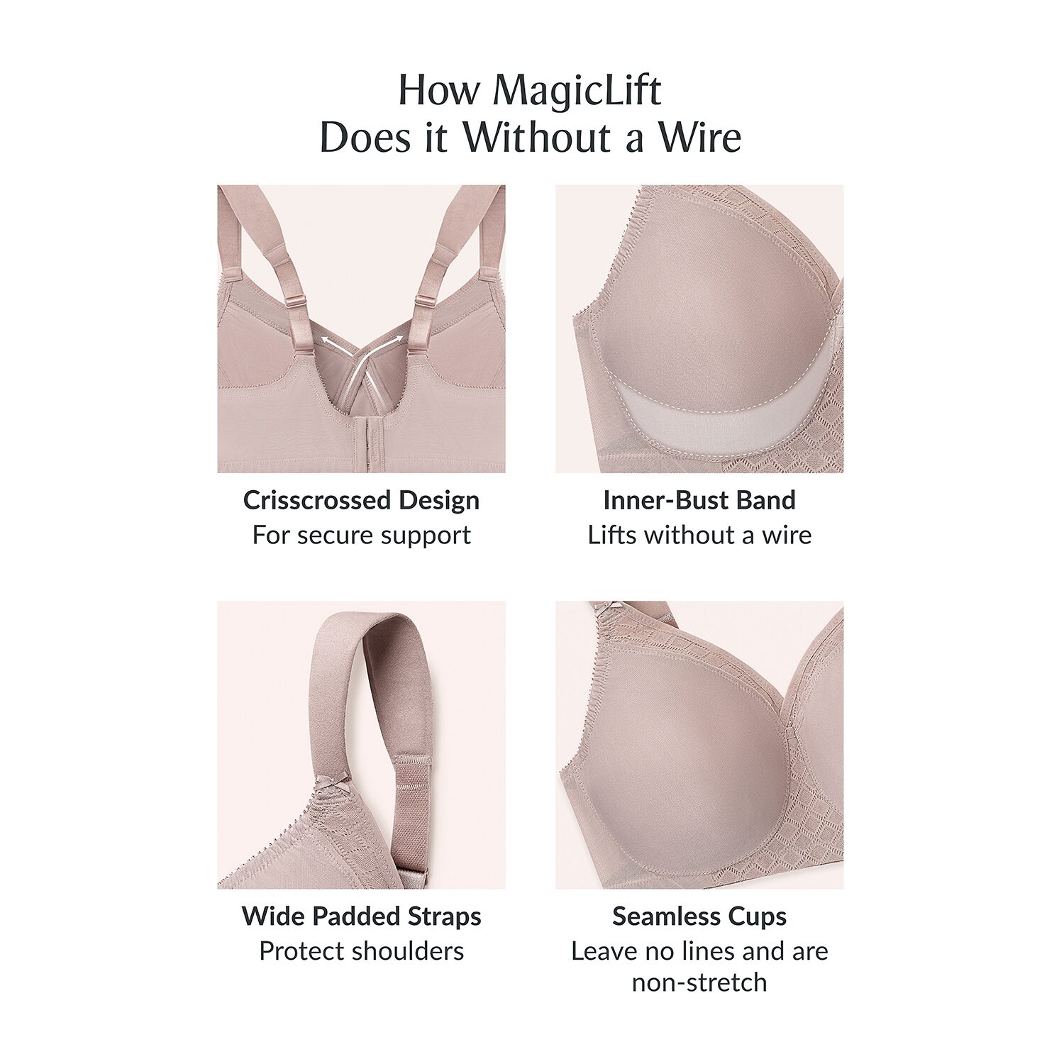 Glamorise MagicLift® Seamless T-Shirt Wirefree Bra-1080