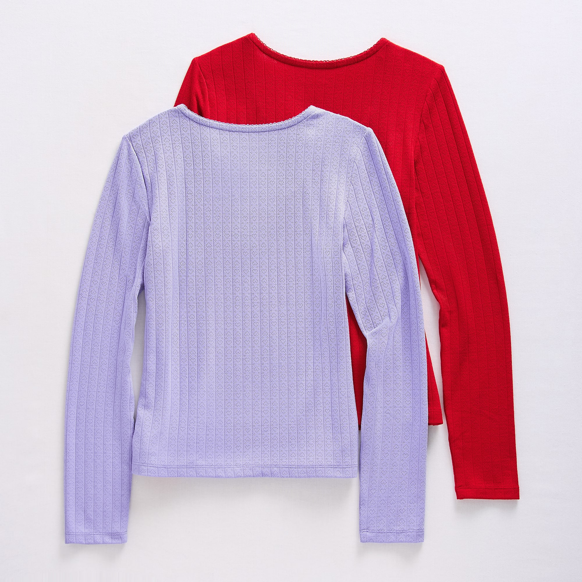 Thereabouts Little & Big Kid Girls Easy-on + Easy-off Square Neck Long Sleeve Adaptive 2 Pack T-Shirt