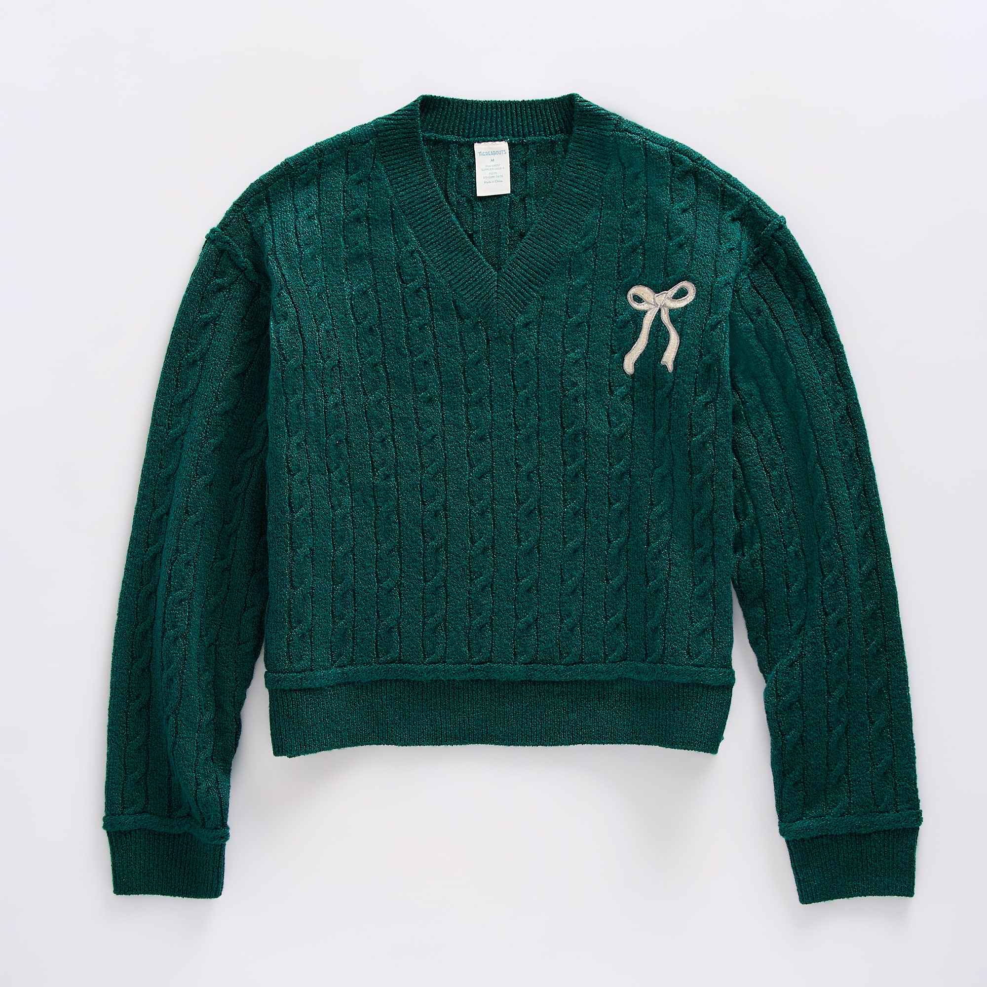 Thereabouts Little & Big Kid Girls V Neck Long Sleeve Pullover Sweater