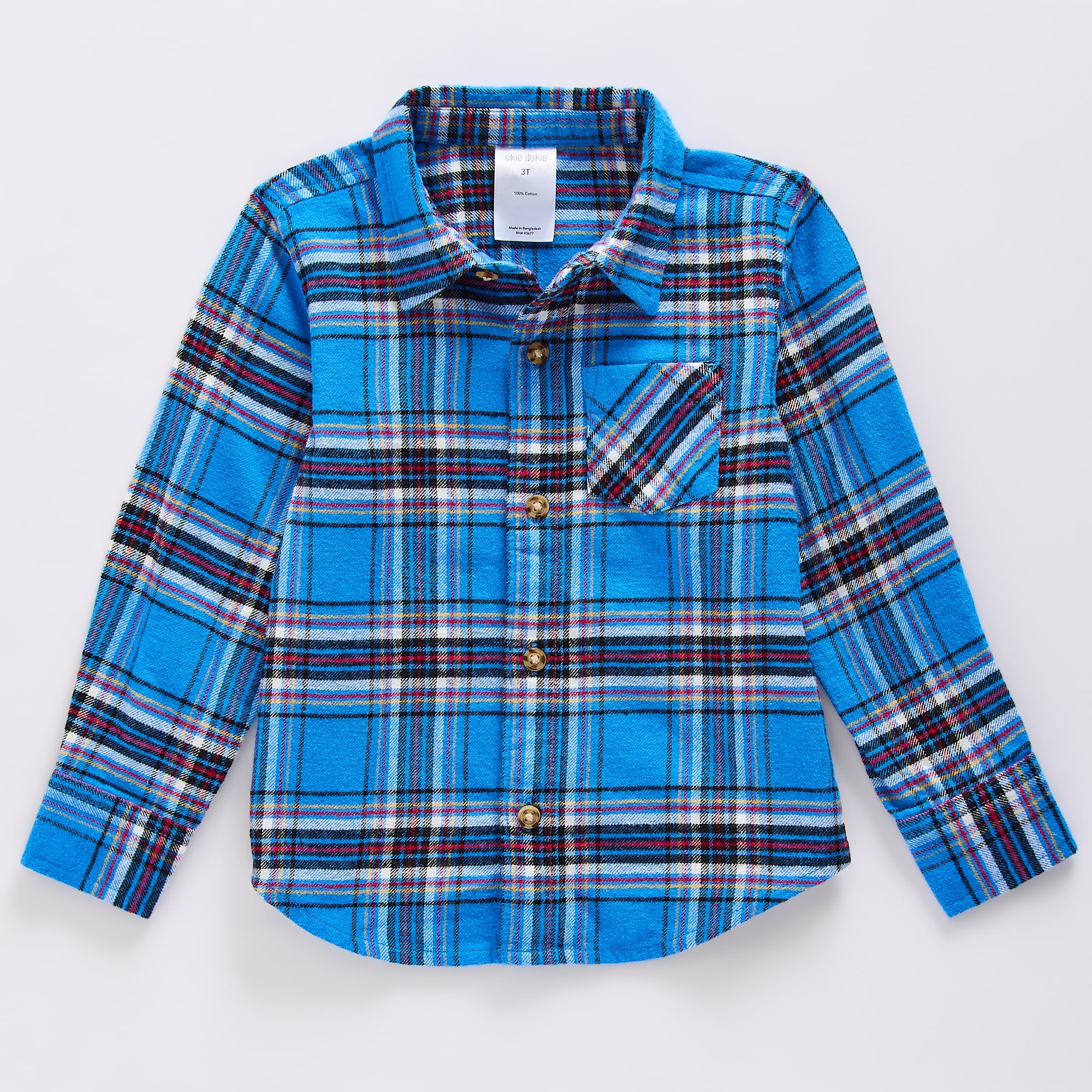 Okie Dokie Toddler Boys Long Sleeve Regular Fit Button-Down Shirt