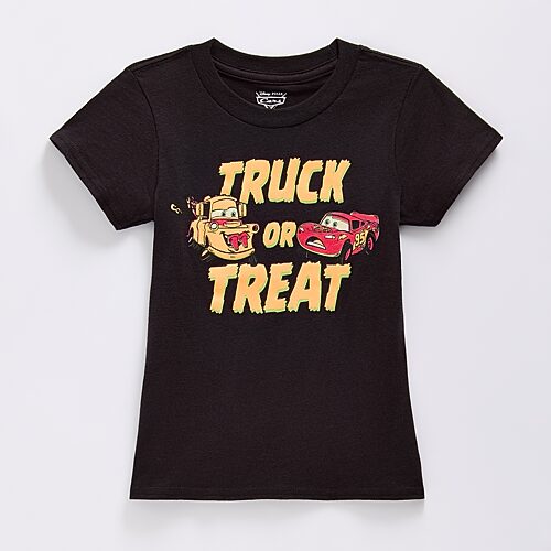 Disney Kids' Collection Boys Crew Neck Short Sleeve Regular Fit Cars Graphic T-shirt In Black